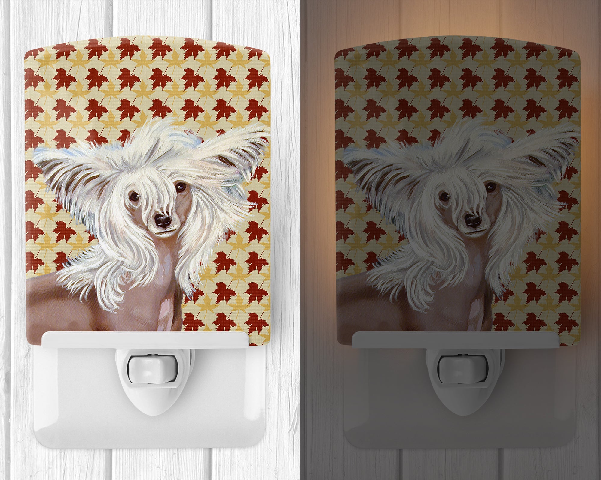 Chinese Crested Fall Leaves Portrait Ceramic Night Light LH9122CNL - the-store.com