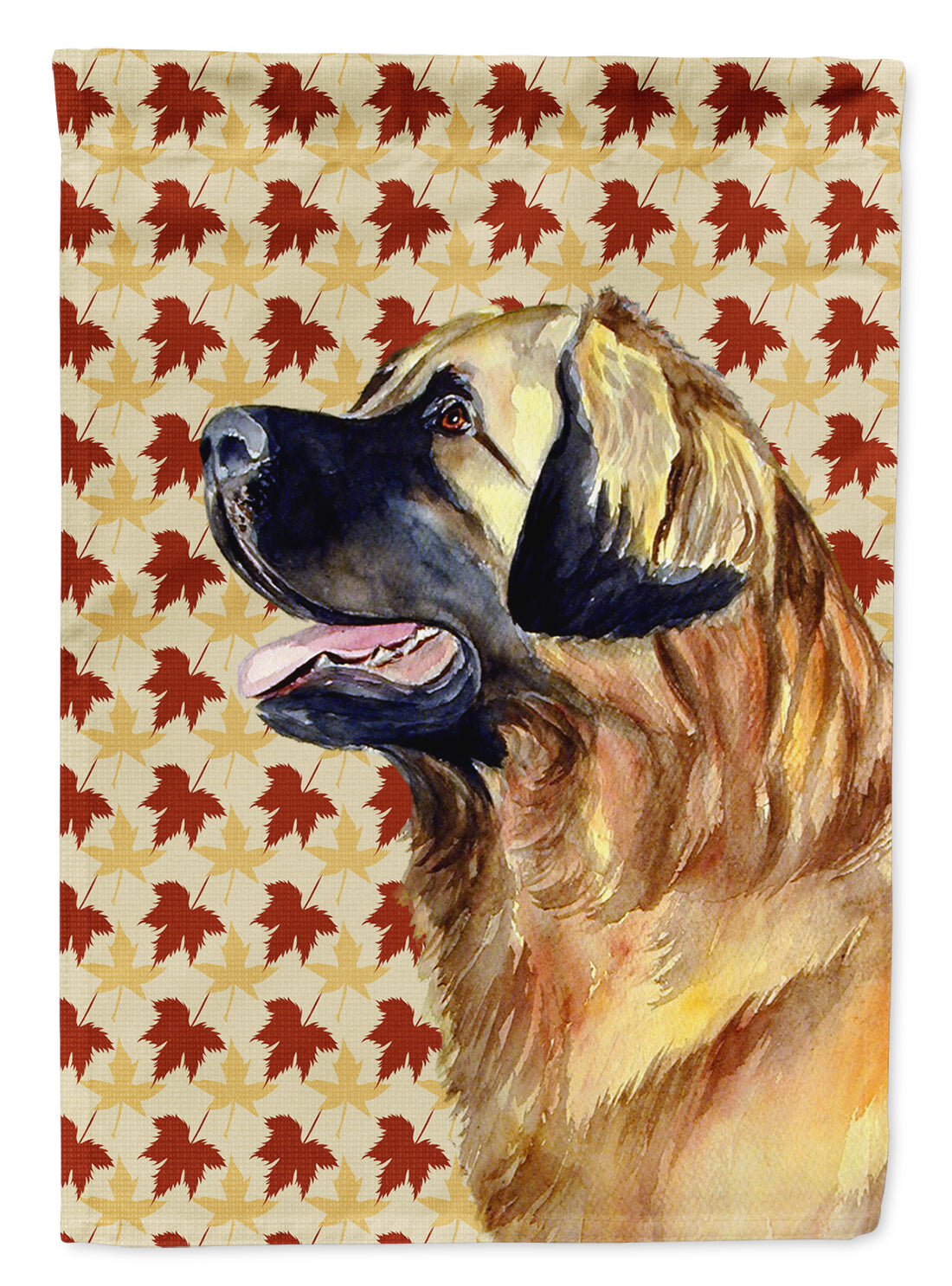 Leonberger Fall Leaves Portrait Flag Canvas House Size  the-store.com.