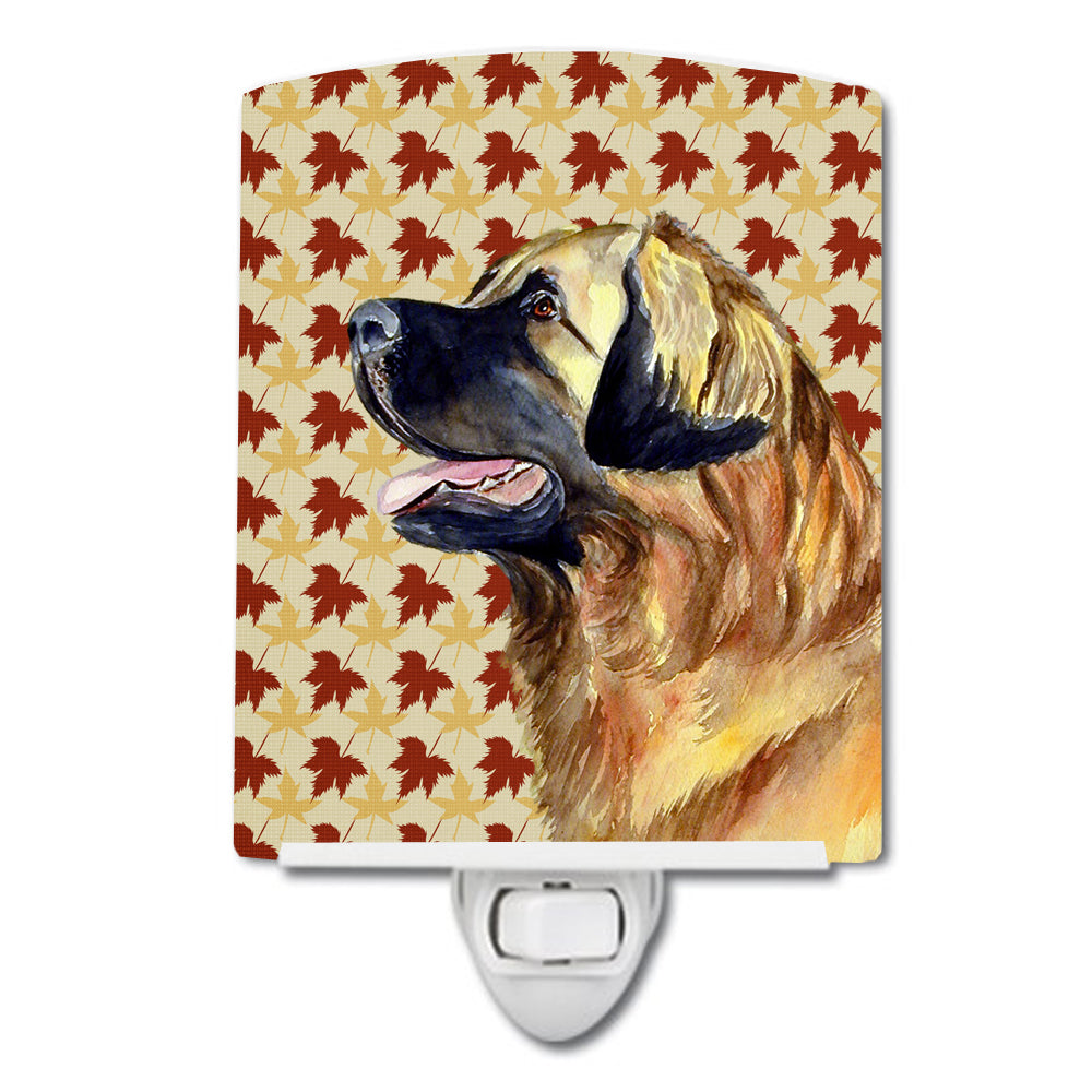 Leonberger Fall Leaves Portrait Ceramic Night Light LH9123CNL - the-store.com