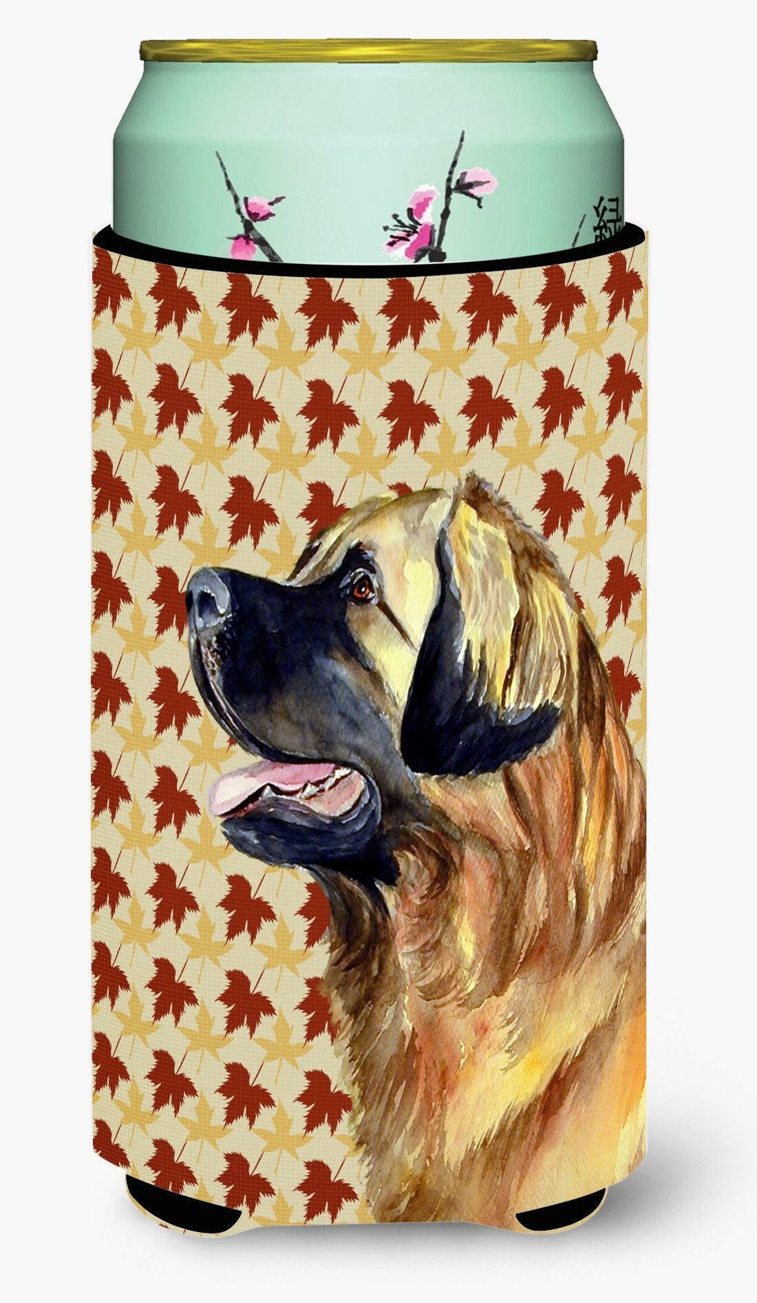 Leonberger Fall Leaves Portrait  Tall Boy Beverage Insulator Beverage Insulator Hugger by Caroline's Treasures