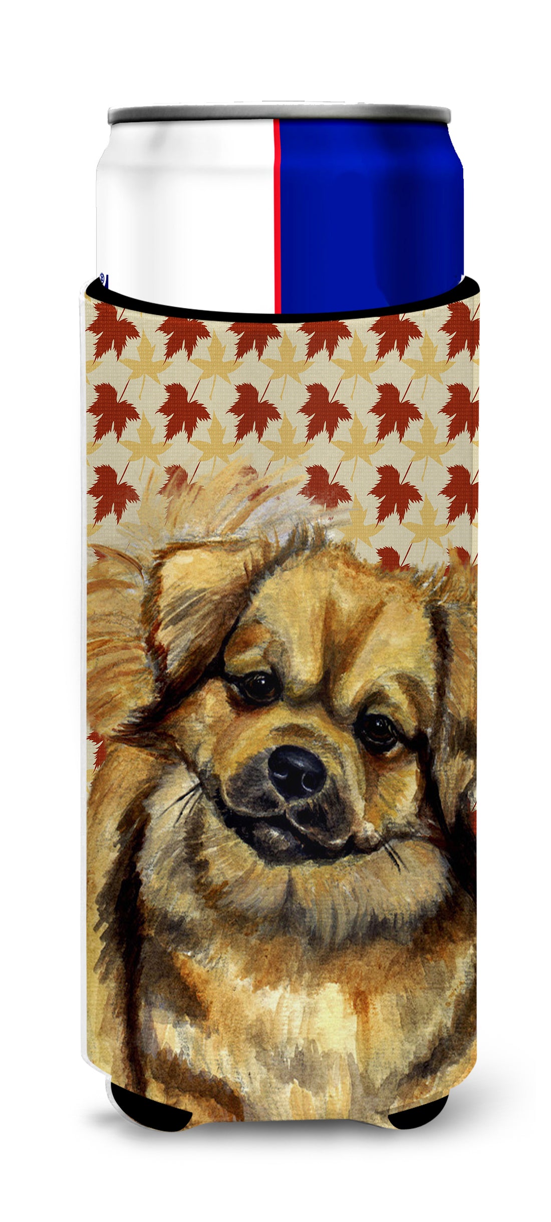 Tibetan Spaniel Fall Leaves Portrait Ultra Beverage Insulators for slim cans LH9124MUK.