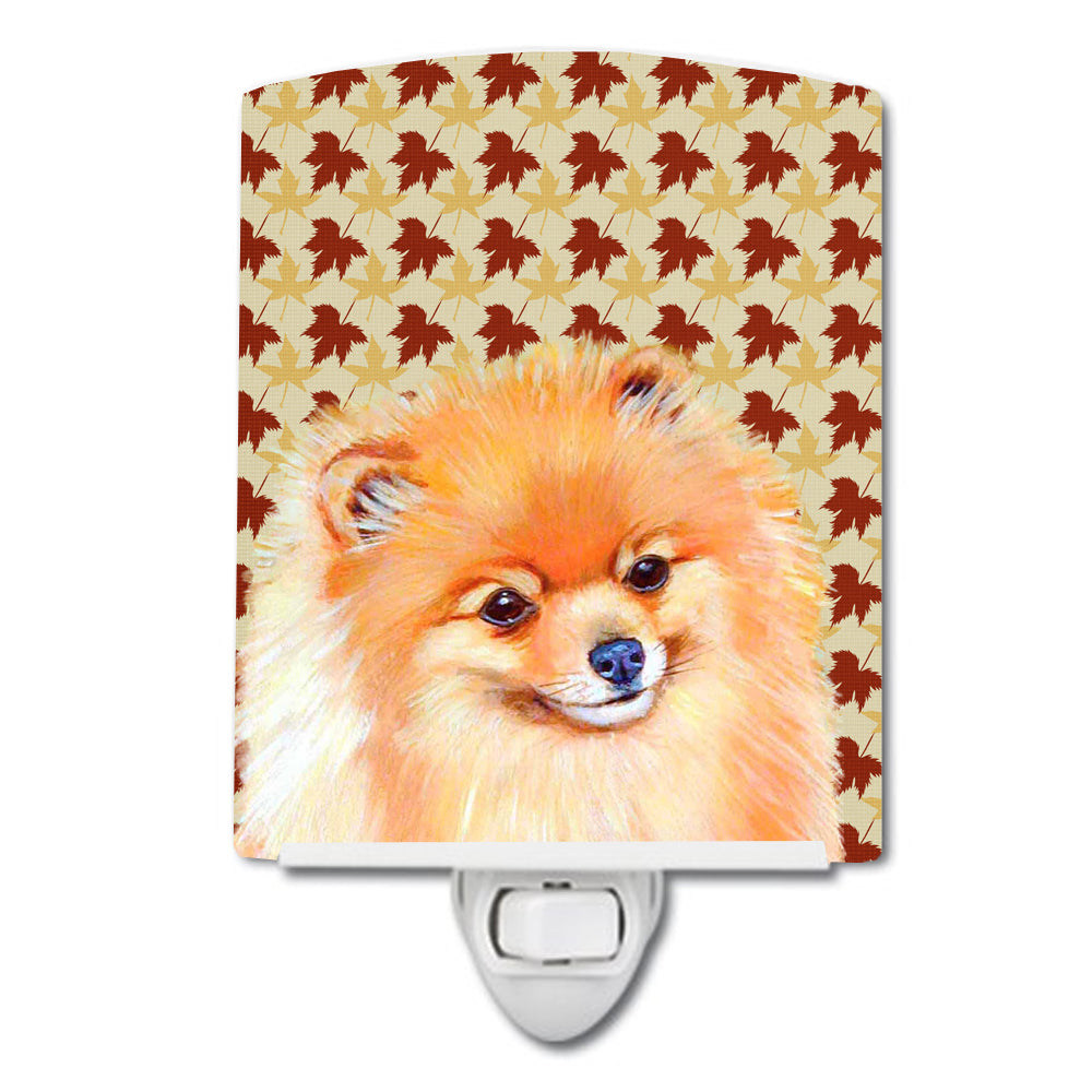 Pomeranian Fall Leaves Portrait Ceramic Night Light LH9125CNL - the-store.com