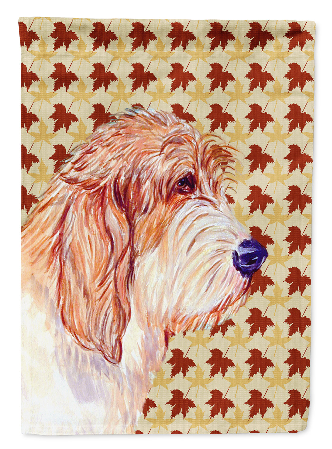 Petit Basset Griffon Vendeen Fall Leaves Portrait Flag Canvas House Size  the-store.com.