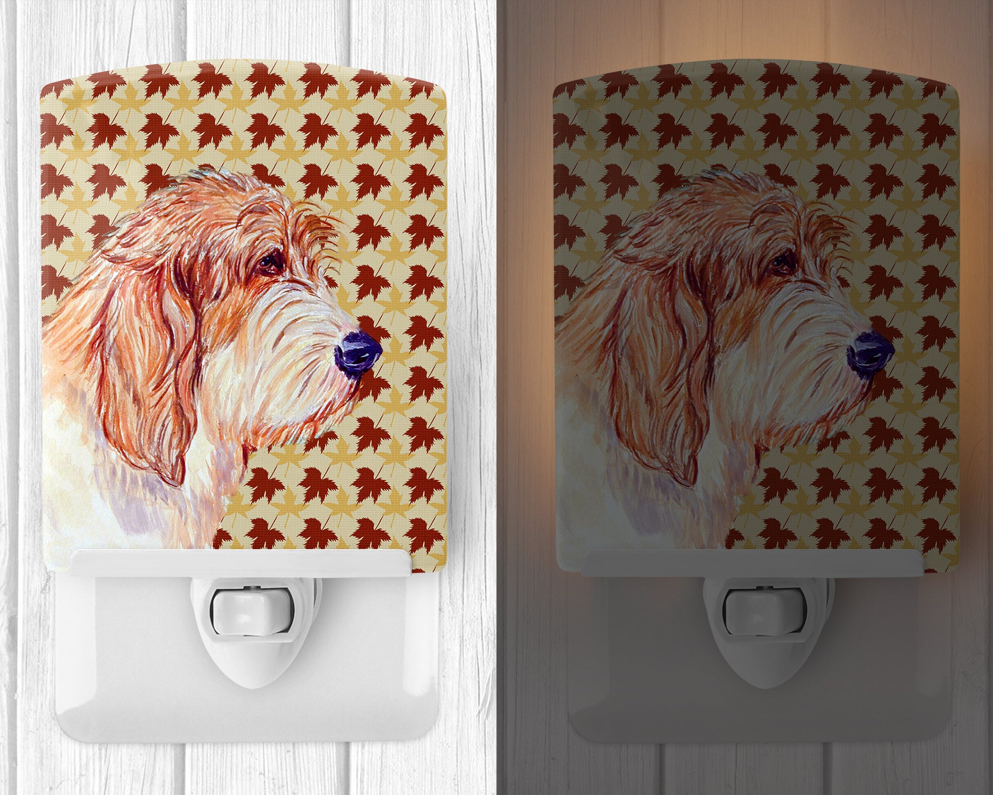 Petit Basset Griffon Vendeen Fall Leaves Portrait Ceramic Night Light LH9127CNL - the-store.com