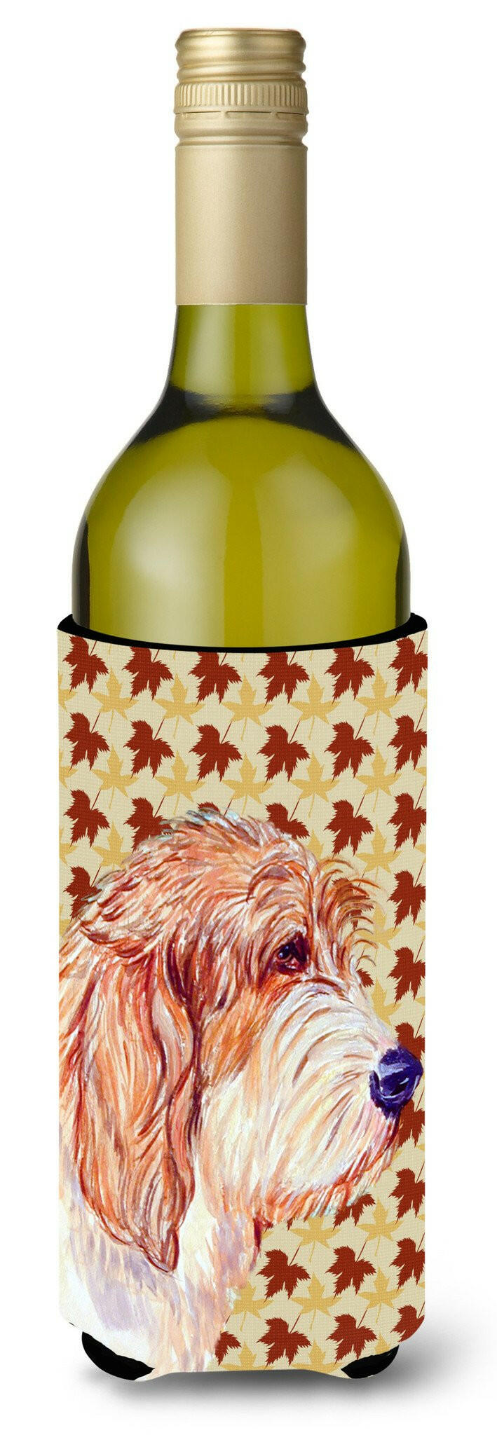 Petit Basset Griffon Vendeen Fall Leaves Portrait Wine Bottle Beverage Insulator Beverage Insulator Hugger by Caroline's Treasures