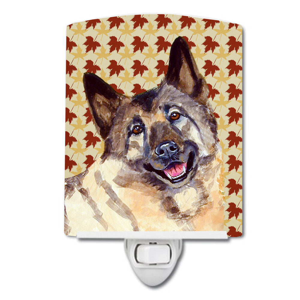 Norwegian Elkhound Fall Leaves Portrait Ceramic Night Light LH9128CNL - the-store.com