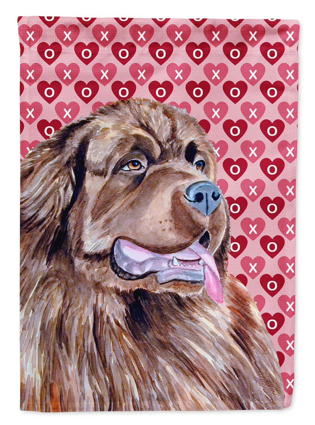 Newfoundland Hearts Love and Valentine's Day Portrait Flag Canvas House Size  the-store.com.