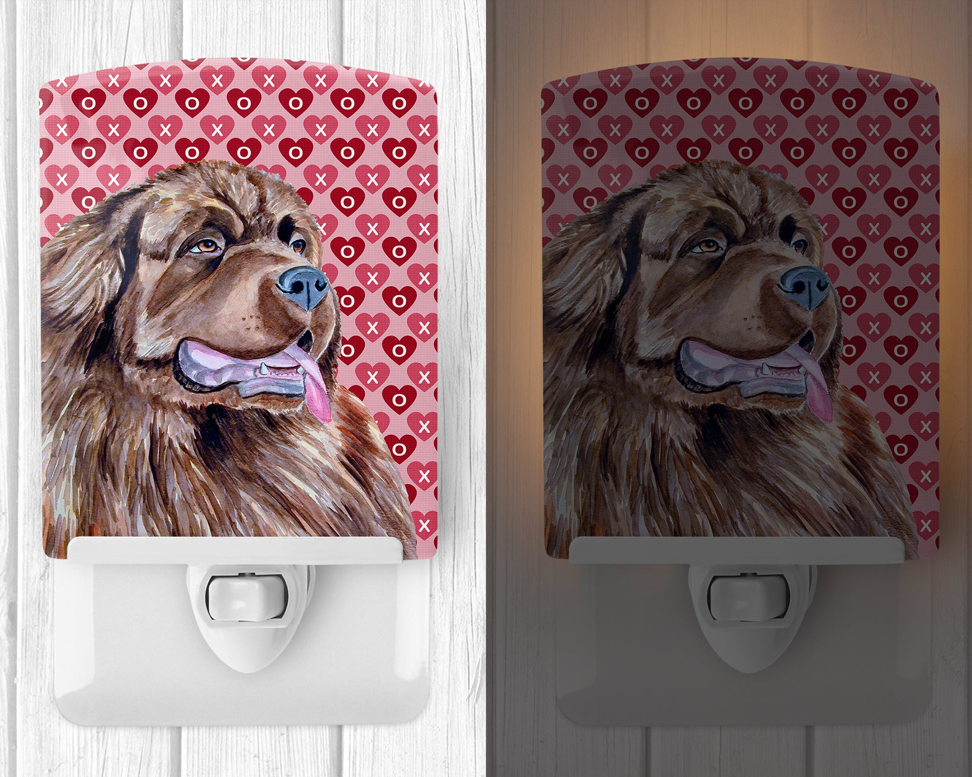 Newfoundland Hearts Love and Valentine's Day Portrait Ceramic Night Light LH9129CNL - the-store.com