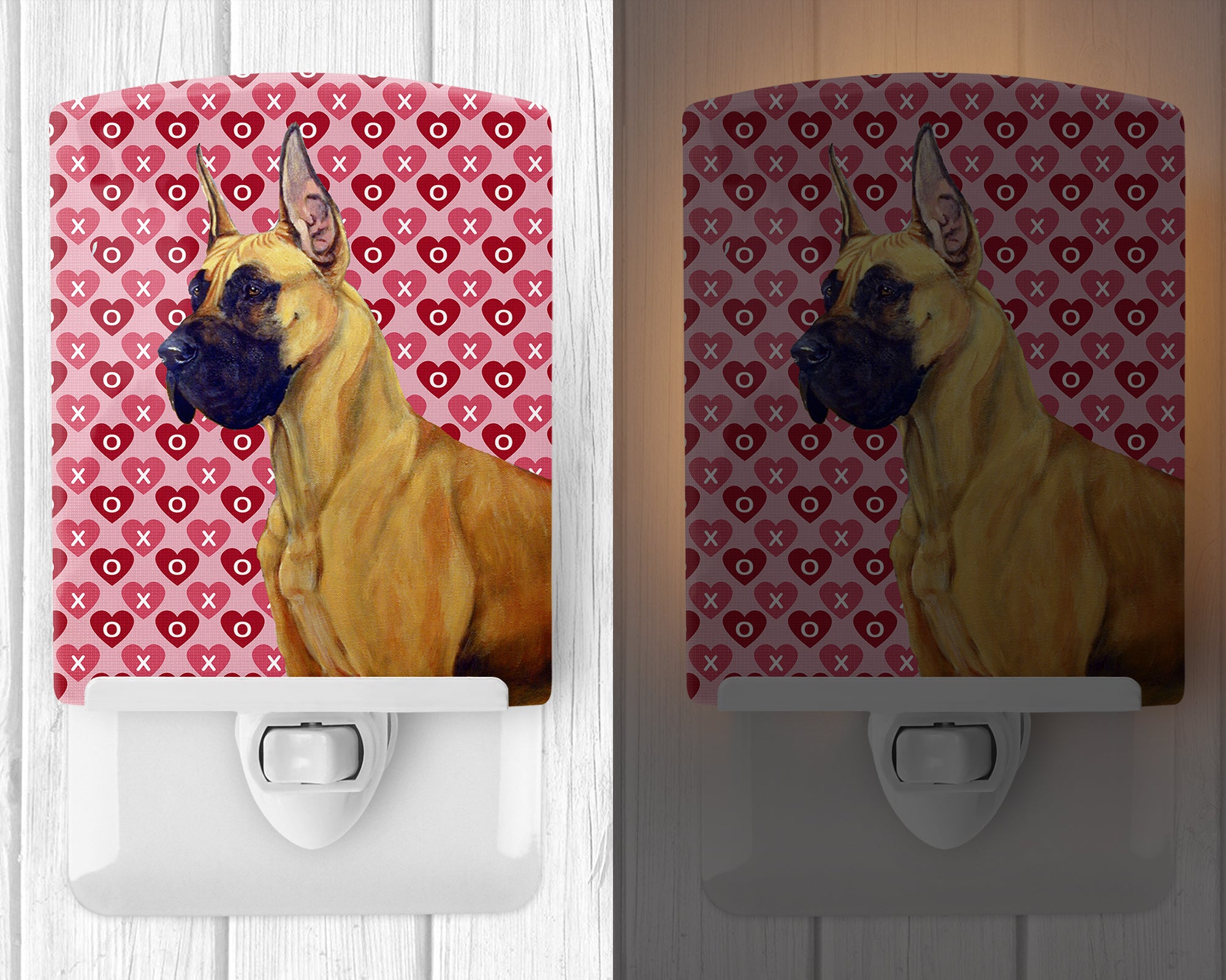 Great Dane Hearts Love and Valentine's Day Portrait Ceramic Night Light LH9130CNL - the-store.com