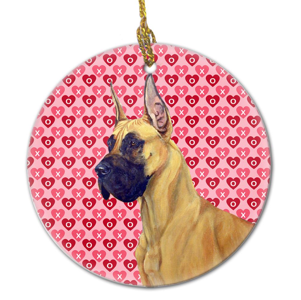 Great Dane Valentine's Love and Hearts Ceramic Ornament by Caroline's Treasures