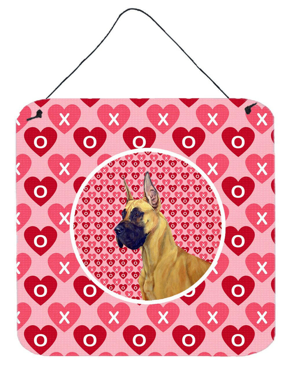 Great Dane Valentine&#39;s Love and Hearts Wall or Door Hanging Prints by Caroline&#39;s Treasures