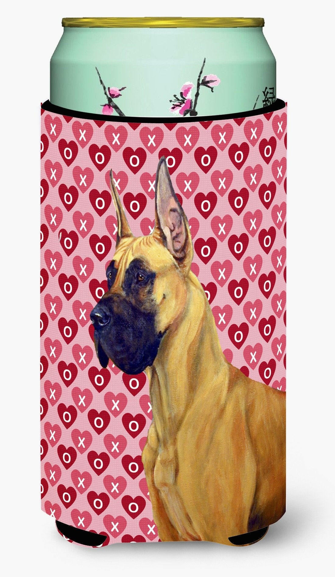 Great Dane Hearts Love and Valentine's Day Portrait  Tall Boy Beverage Insulator Beverage Insulator Hugger by Caroline's Treasures