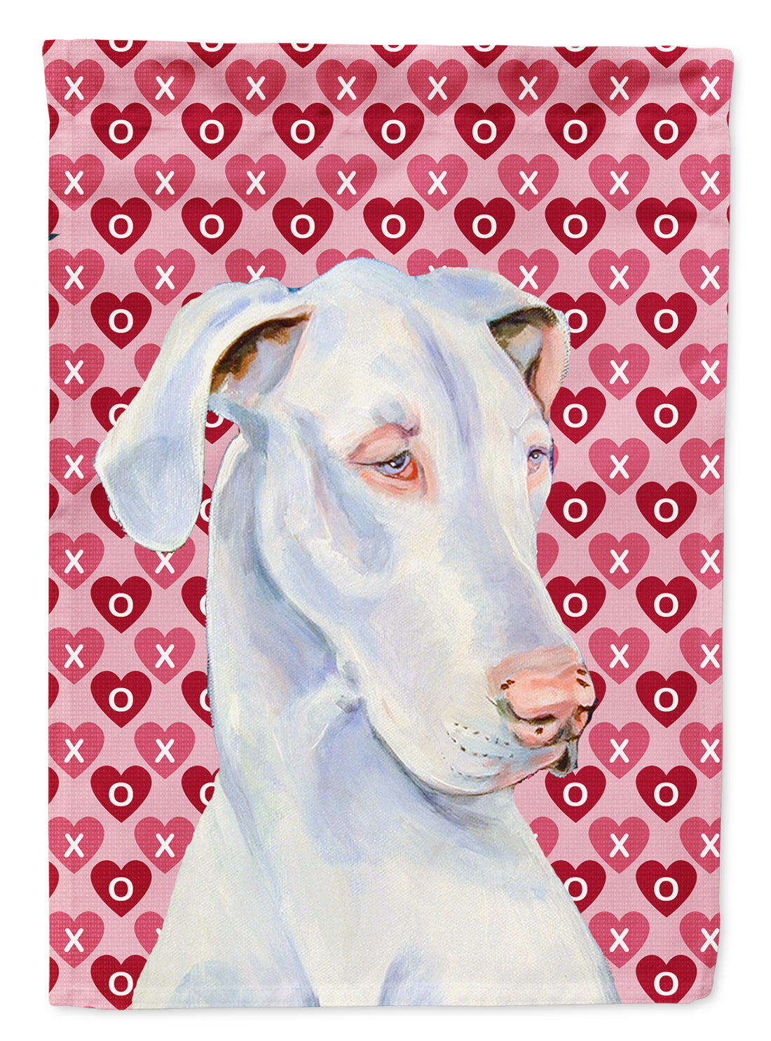 Great Dane Hearts Love and Valentine's Day Portrait Flag Garden Size.