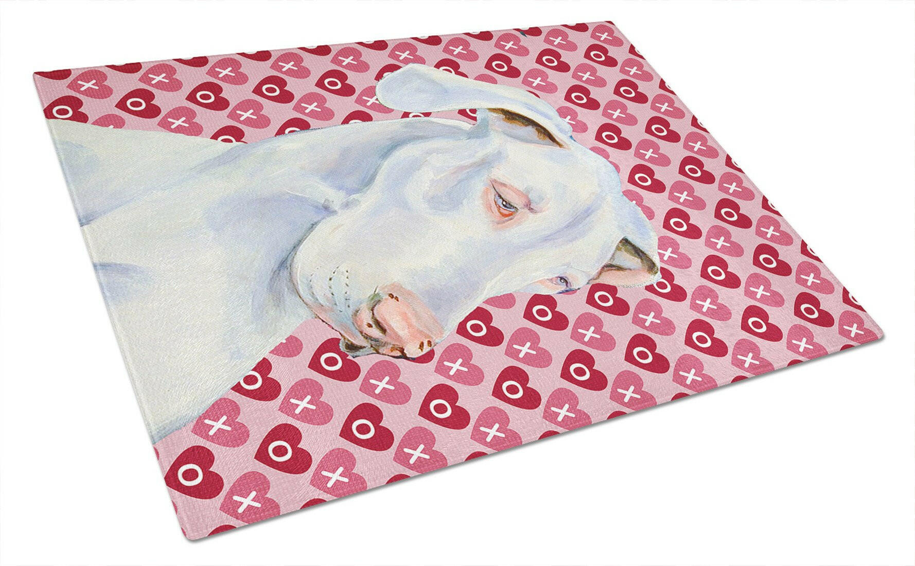 Great Dane Hearts Love and Valentine's Day Portrait Glass Cutting Board Large by Caroline's Treasures