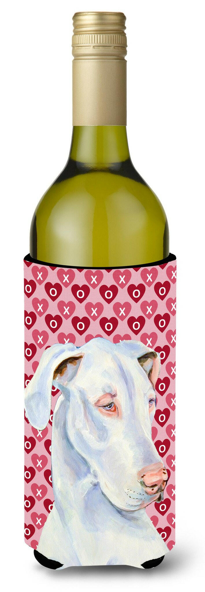 Great Dane Hearts Love Valentine's Day Portrait Wine Bottle Beverage Insulator Beverage Insulator Hugger by Caroline's Treasures