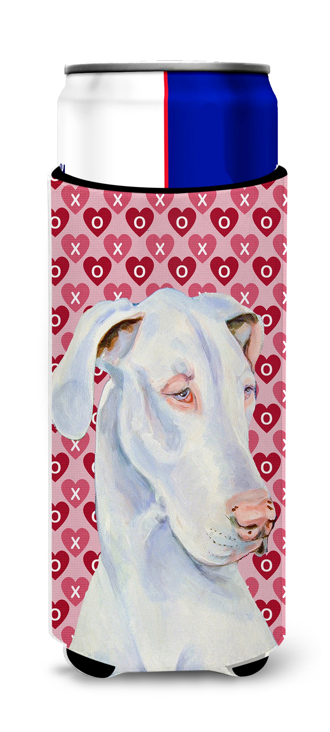 Great Dane Hearts Love and Valentine's Day Portrait Ultra Beverage Insulators for slim cans LH9131MUK.