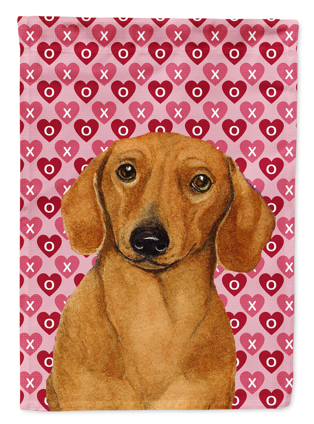 Dachshund Hearts Love Valentine's Day Flag Canvas House Size  the-store.com.