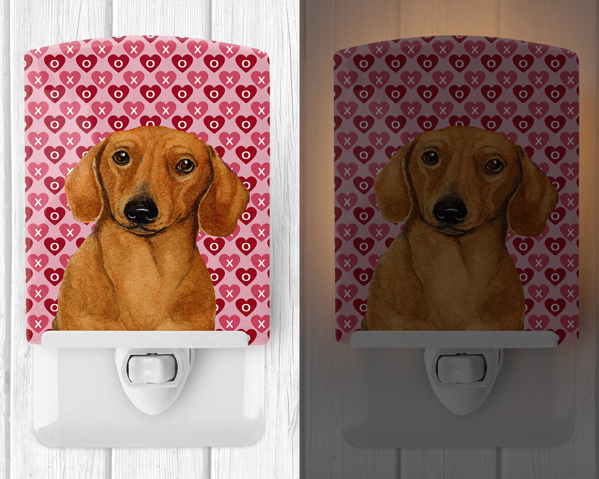 Dachshund Hearts Love and Valentine's Day Portrait Ceramic Night Light LH9132CNL - the-store.com