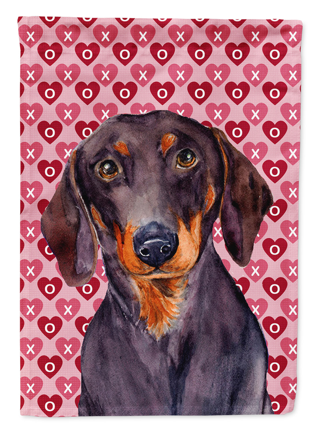 Dachshund Hearts Love Valentine's Day Flag Canvas House Size  the-store.com.