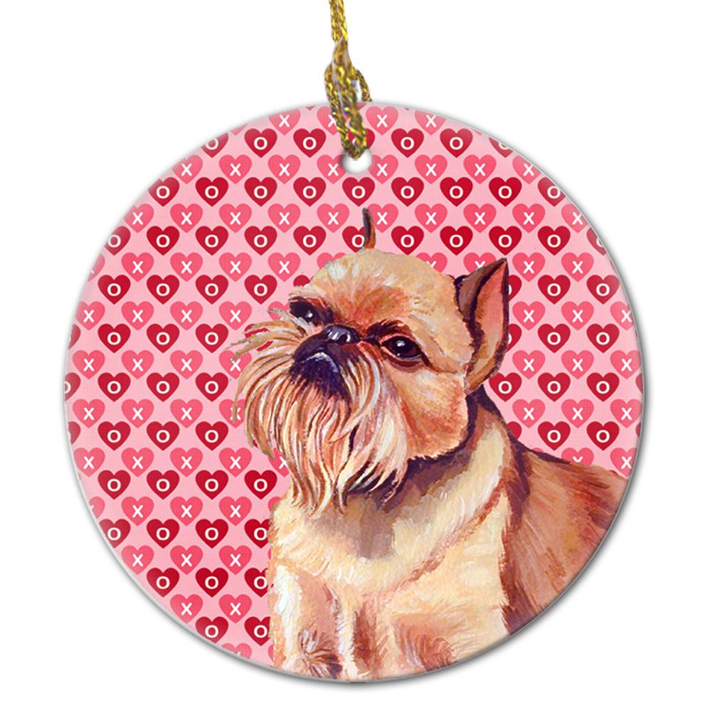 Brussels Griffon Valentine's Love and Hearts Ceramic Ornament by Caroline's Treasures