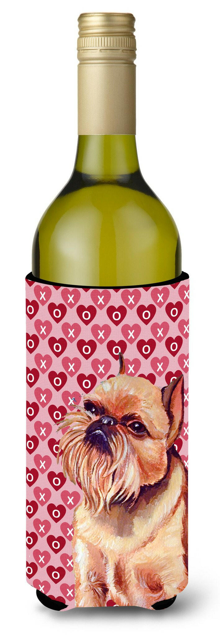 Brussels Griffon Hearts Love Valentine's Day Portrait Wine Bottle Beverage Insulator Beverage Insulator Hugger by Caroline's Treasures