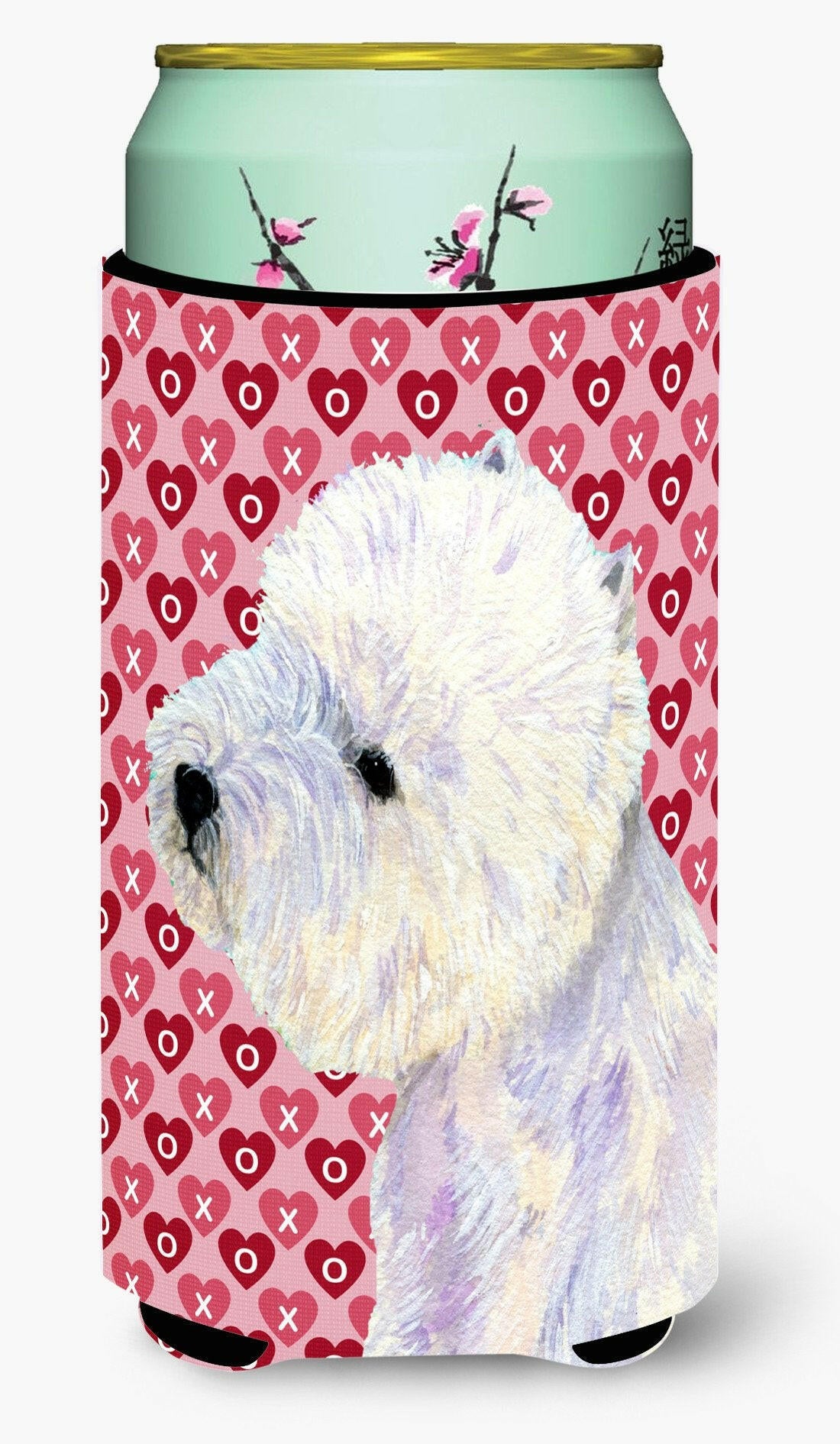 Westie Hearts Love and Valentine&#39;s Day Portrait  Tall Boy Beverage Insulator Beverage Insulator Hugger by Caroline&#39;s Treasures