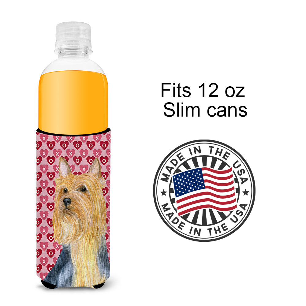 Silky Terrier Hearts Love and Valentine's Day Portrait Ultra Beverage Insulators for slim cans LH9136MUK.