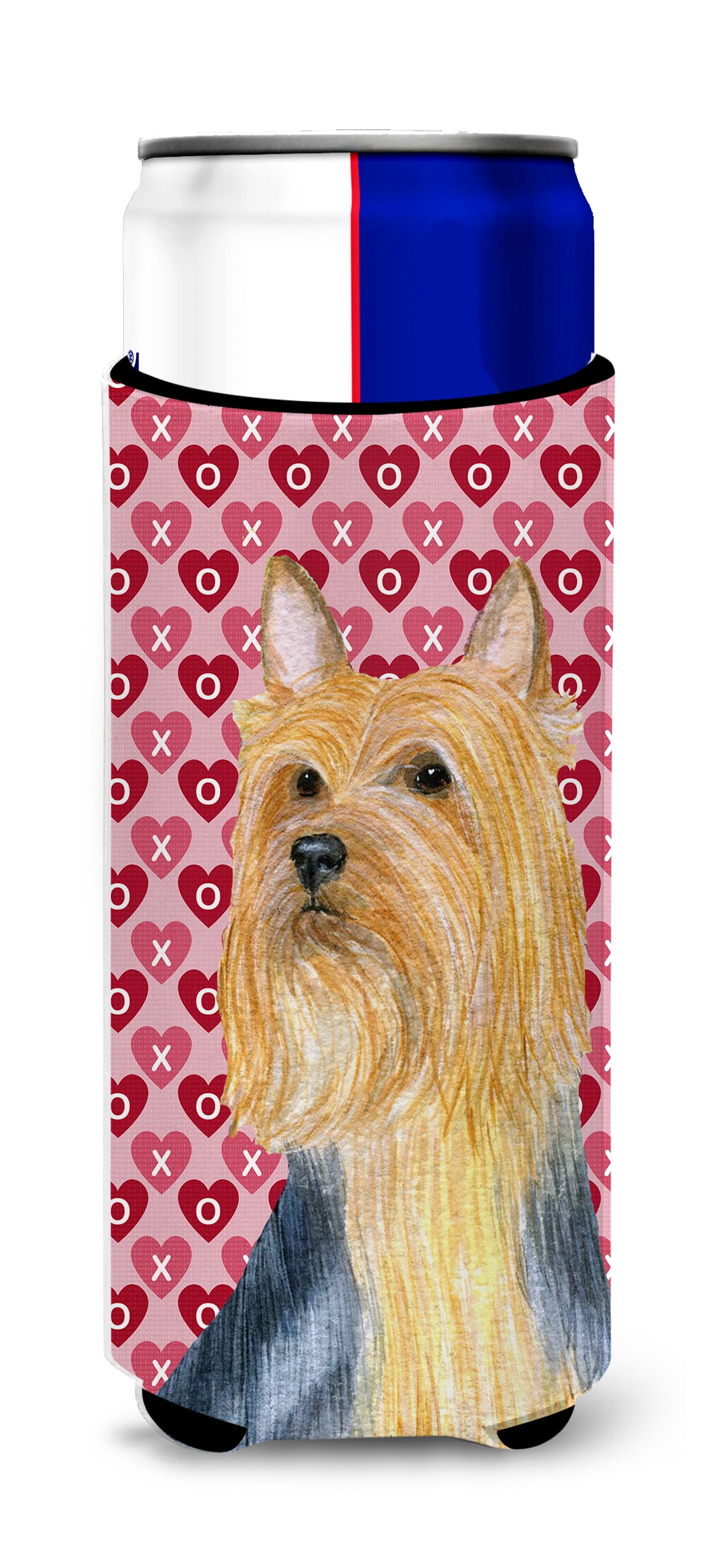 Silky Terrier Hearts Love and Valentine's Day Portrait Ultra Beverage Insulators for slim cans LH9136MUK.