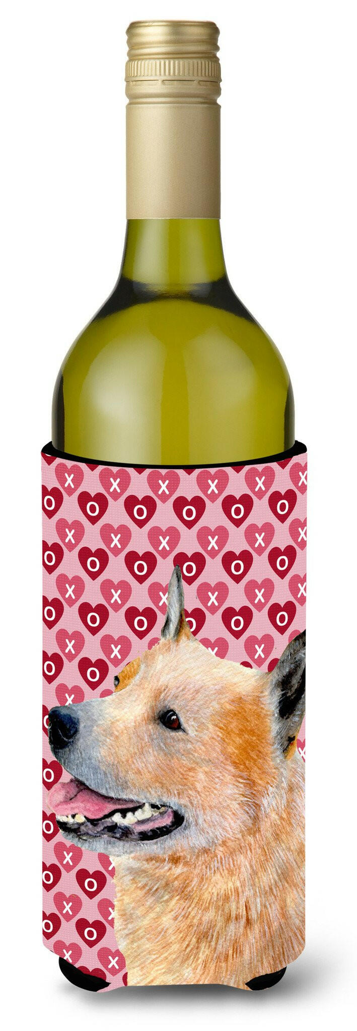 Australian Cattle Dog Hearts Love Valentine's Day Wine Bottle Beverage Insulator Beverage Insulator Hugger by Caroline's Treasures