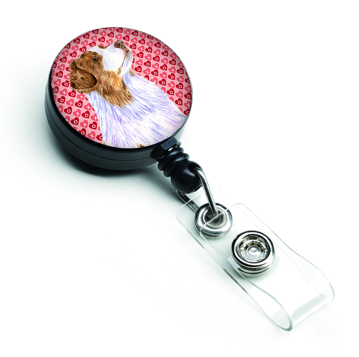 Australian Shepherd Love Hearts Retractable Badge Reel or ID Holder with Clip.