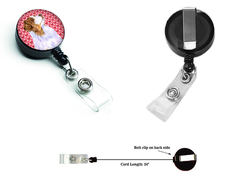 Australian Shepherd Love Hearts Retractable Badge Reel or ID Holder with Clip.