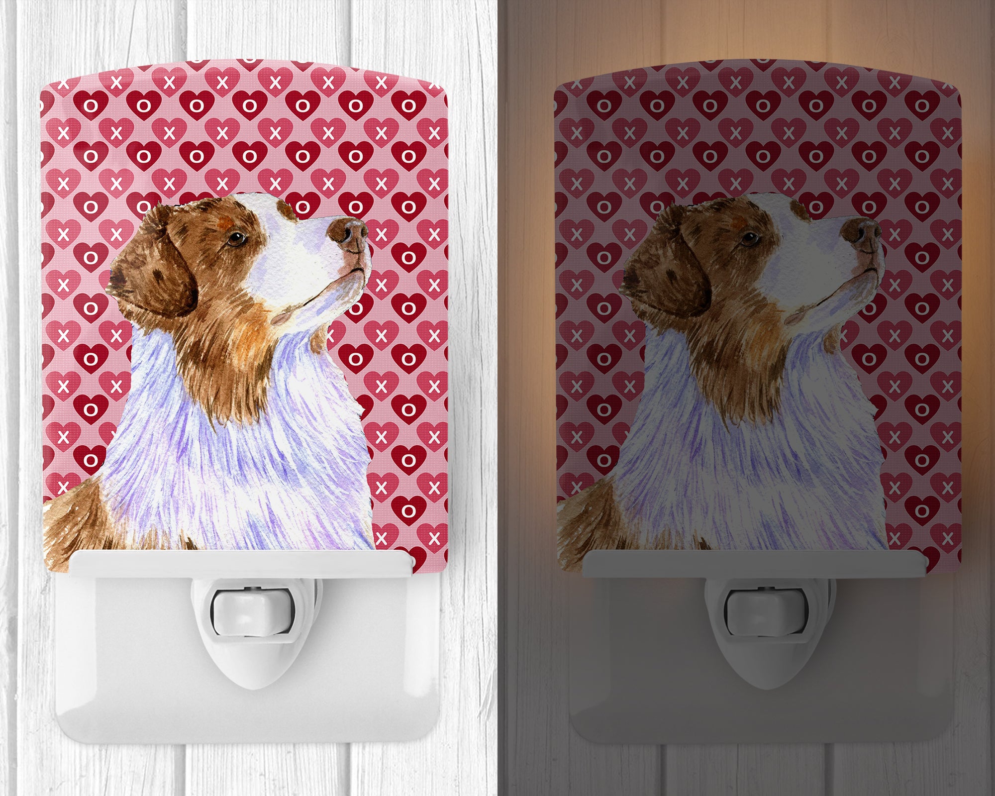 Australian Shepherd Hearts Love Valentine's Day Ceramic Night Light LH9138CNL - the-store.com