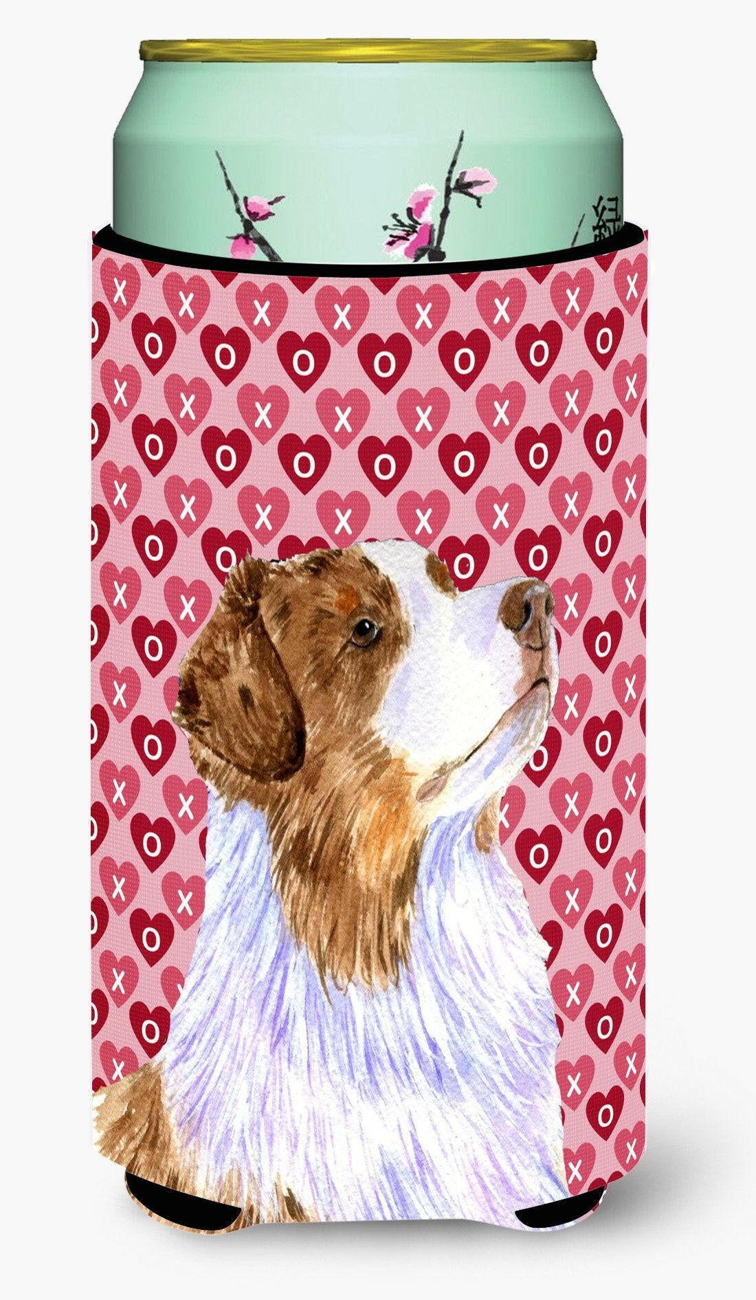 Australian Shepherd Hearts Love Valentine's Day  Tall Boy Beverage Insulator Beverage Insulator Hugger by Caroline's Treasures