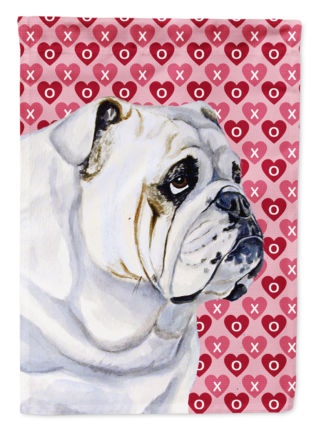 Bulldog English Hearts Love Valentine&#39;s Day Flag Canvas House Size  the-store.com.