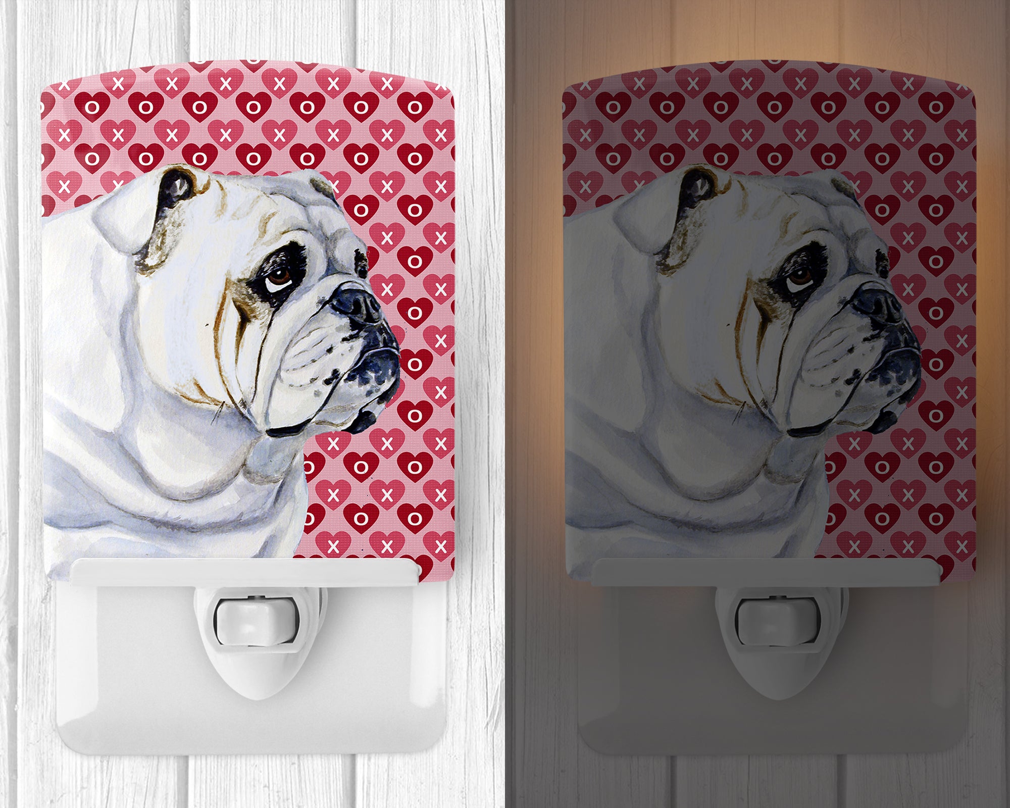 Bulldog English Hearts Love Valentine's Day Ceramic Night Light LH9139CNL - the-store.com