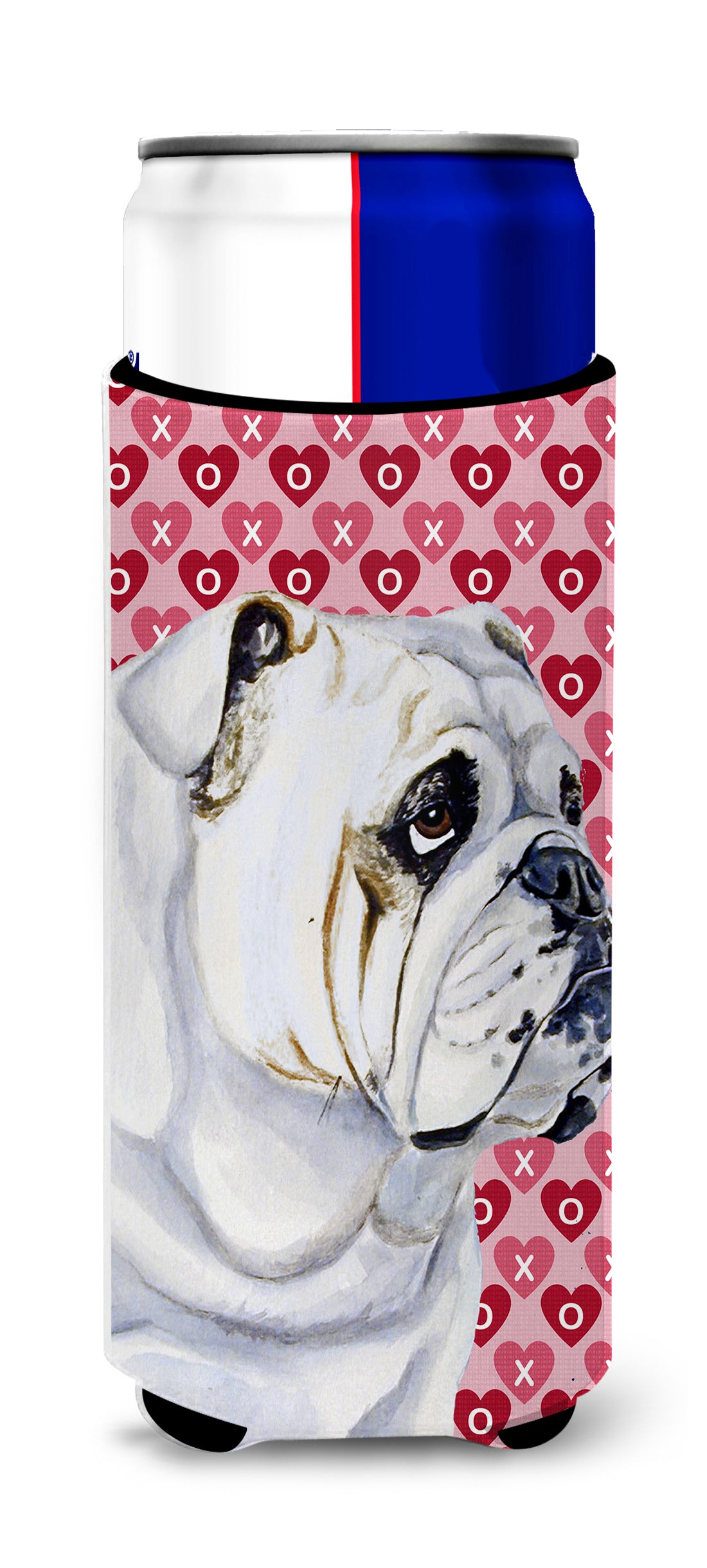 Bulldog English Hearts Love Valentine's Day Ultra Beverage Insulators for slim cans LH9139MUK.