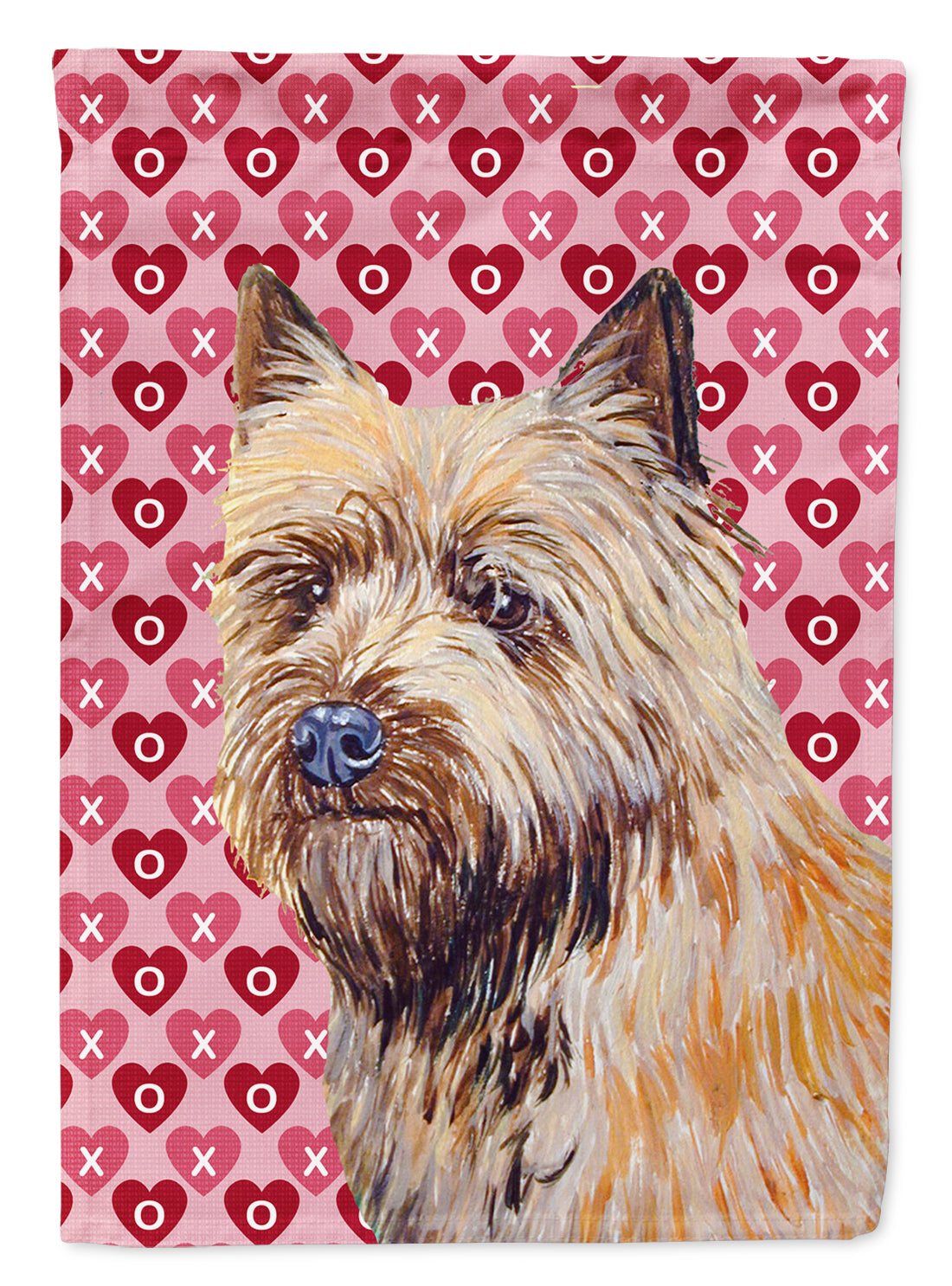 Cairn Terrier Hearts Love and Valentine's Day Portrait Flag Garden Size.