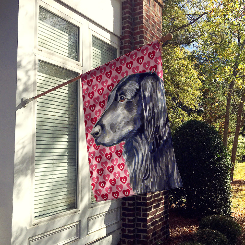 Flat Coated Retriever Hearts Love and Valentine's Day  Flag Canvas House Size  the-store.com.