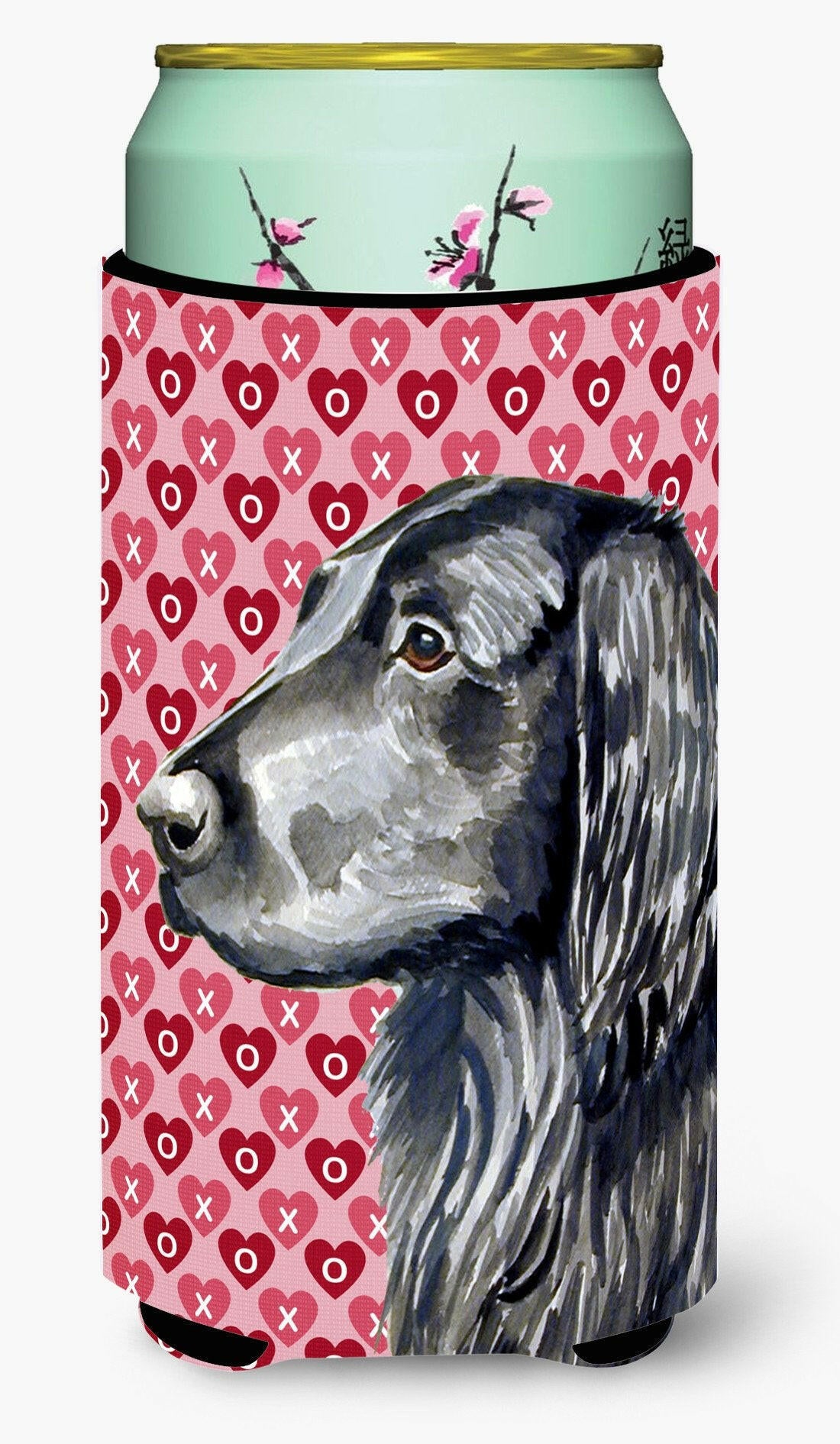 Flat Coated Retriever  Love Valentine's Day Portrait  Tall Boy Beverage Insulator Beverage Insulator Hugger by Caroline's Treasures