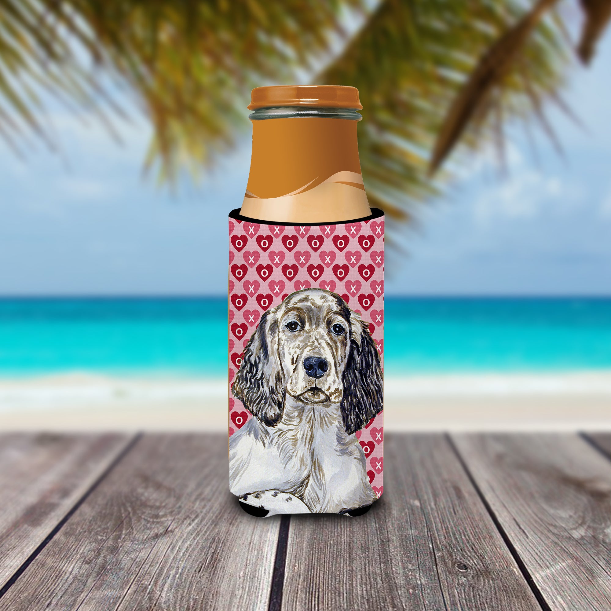 English Setter Hearts Love and Valentine's Day Portrait Ultra Beverage Insulators for slim cans LH9142MUK.