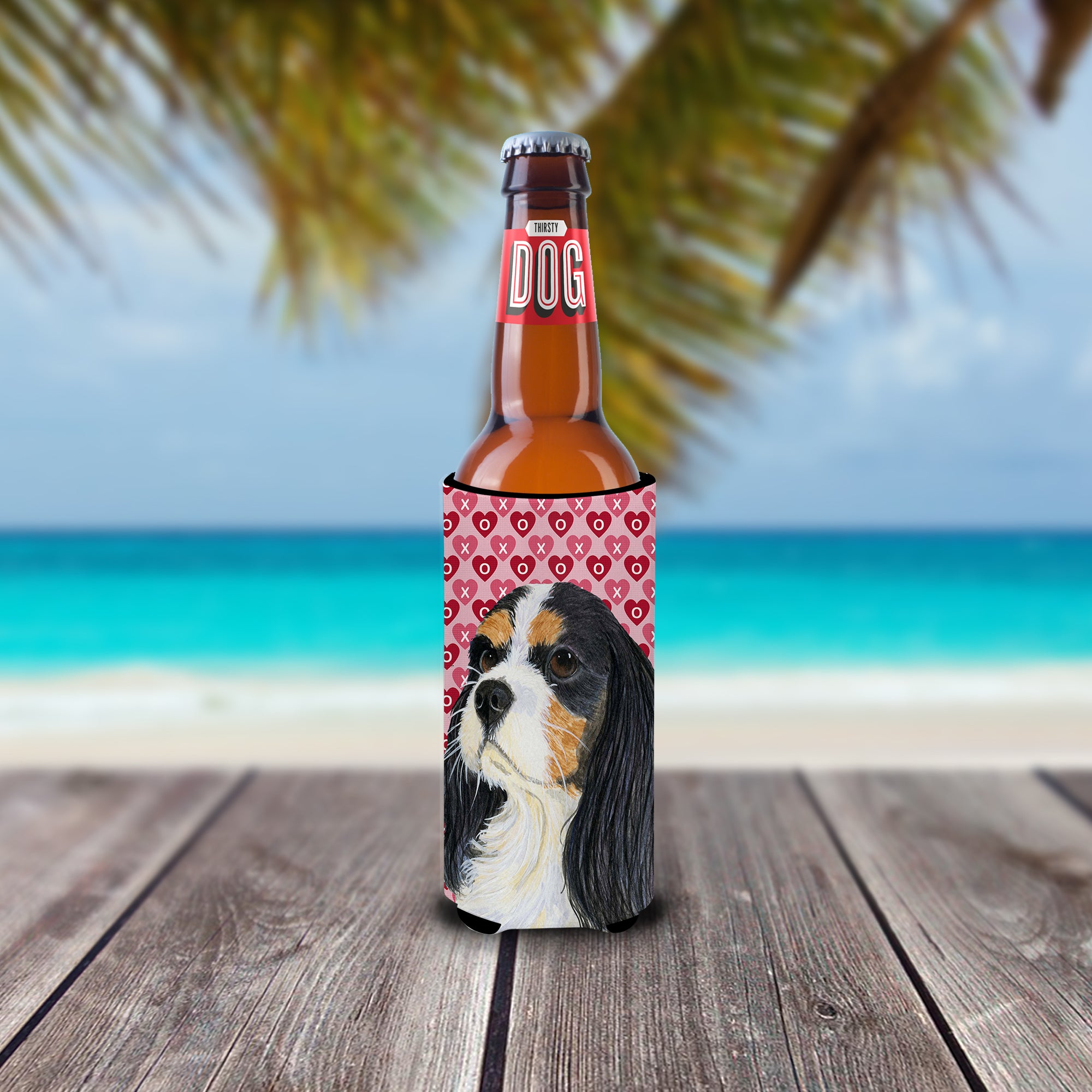 Cavalier Spaniel Hearts Love and Valentine's Day Portrait Ultra Beverage Insulators for slim cans LH9144MUK.