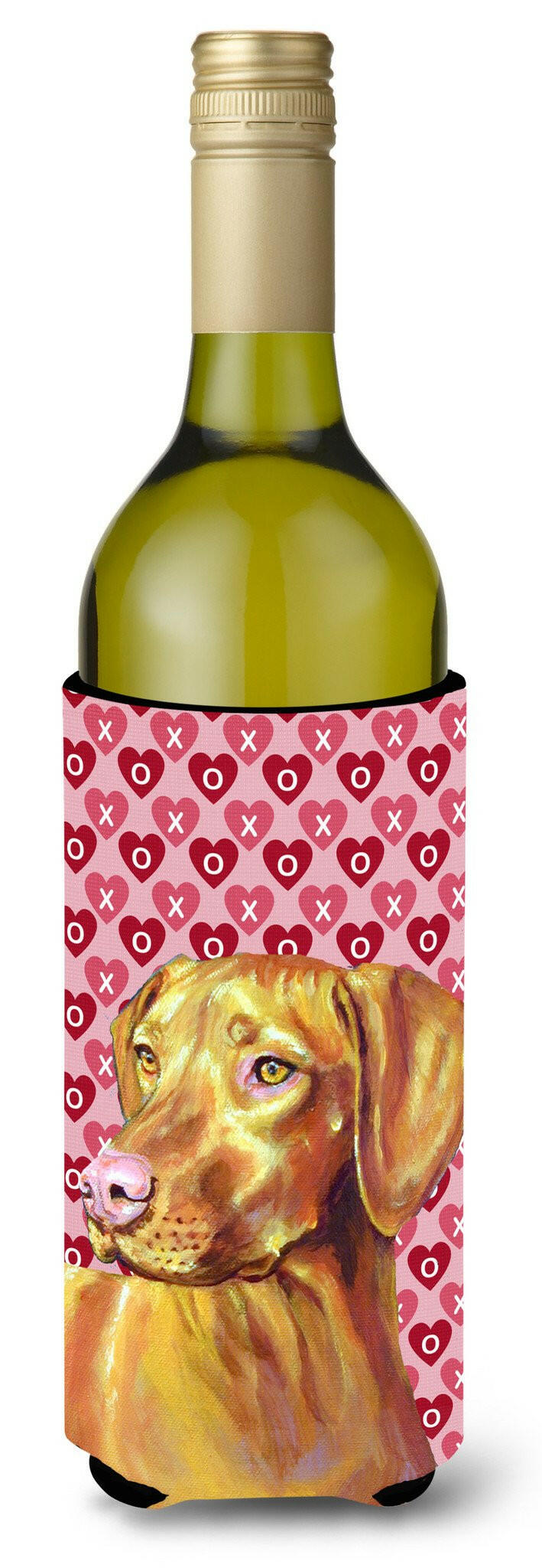 Vizsla Hearts Love and Valentine's Day Portrait Wine Bottle Beverage Insulator Beverage Insulator Hugger by Caroline's Treasures