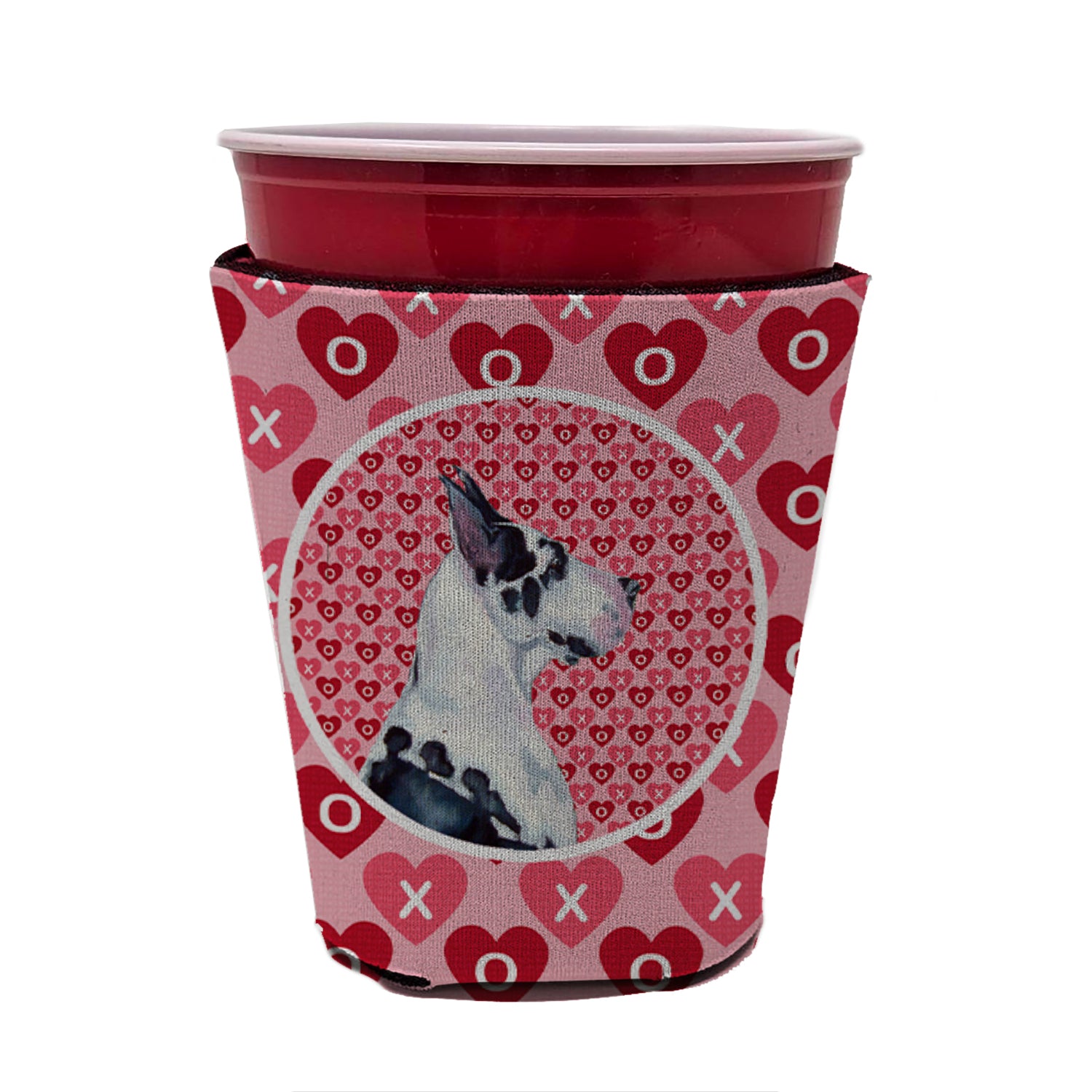 Great Dane Valentine's Love and Hearts Red Cup Beverage Insulator Hugger  the-store.com.