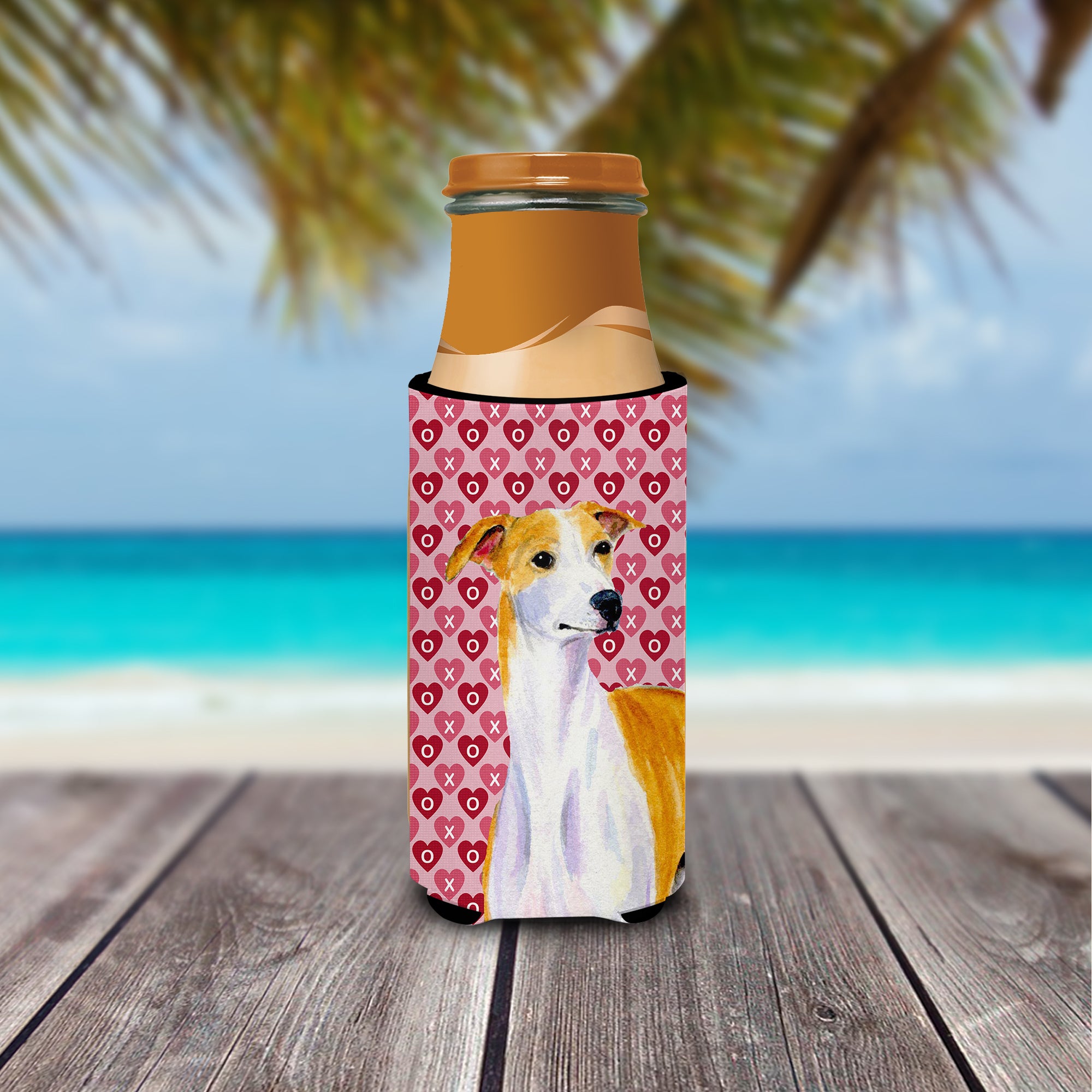 Whippet Hearts Love and Valentine's Day Portrait Ultra Beverage Insulators for slim cans LH9148MUK.
