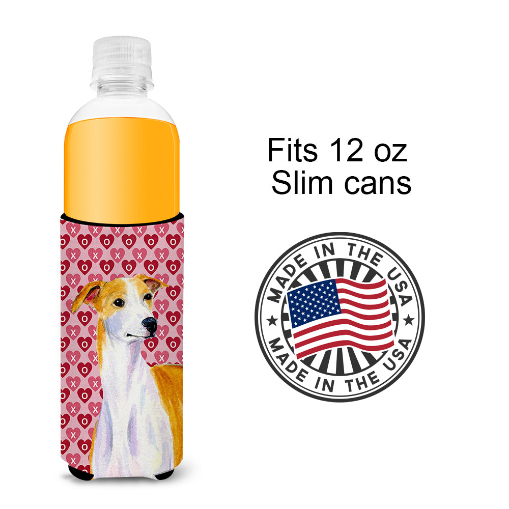 Whippet Hearts Love and Valentine's Day Portrait Ultra Beverage Insulators for slim cans LH9148MUK.