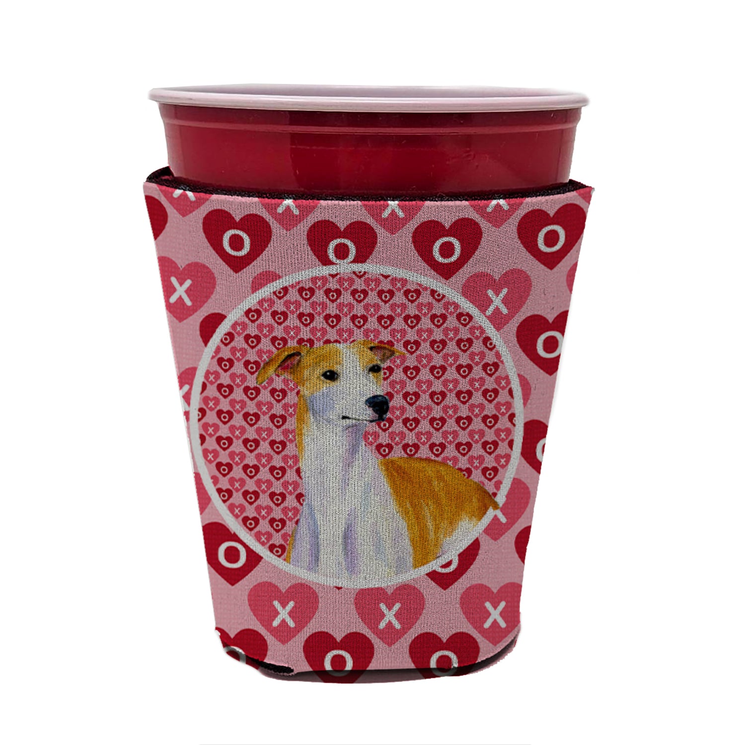 Whippet Valentine's Love and Hearts Red Cup Beverage Insulator Hugger  the-store.com.