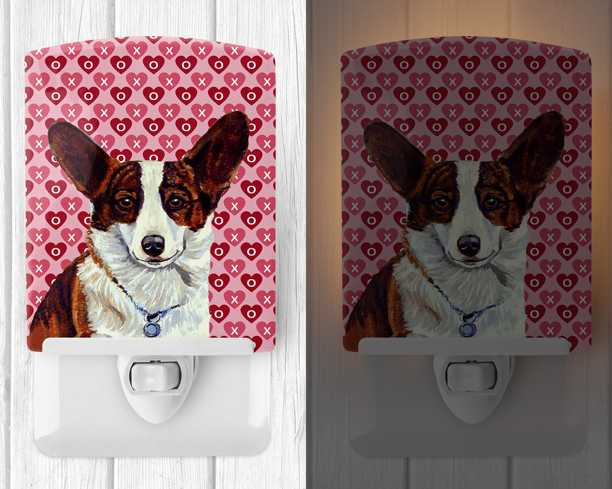 Corgi Hearts Love and Valentine's Day Portrait Ceramic Night Light LH9153CNL - the-store.com