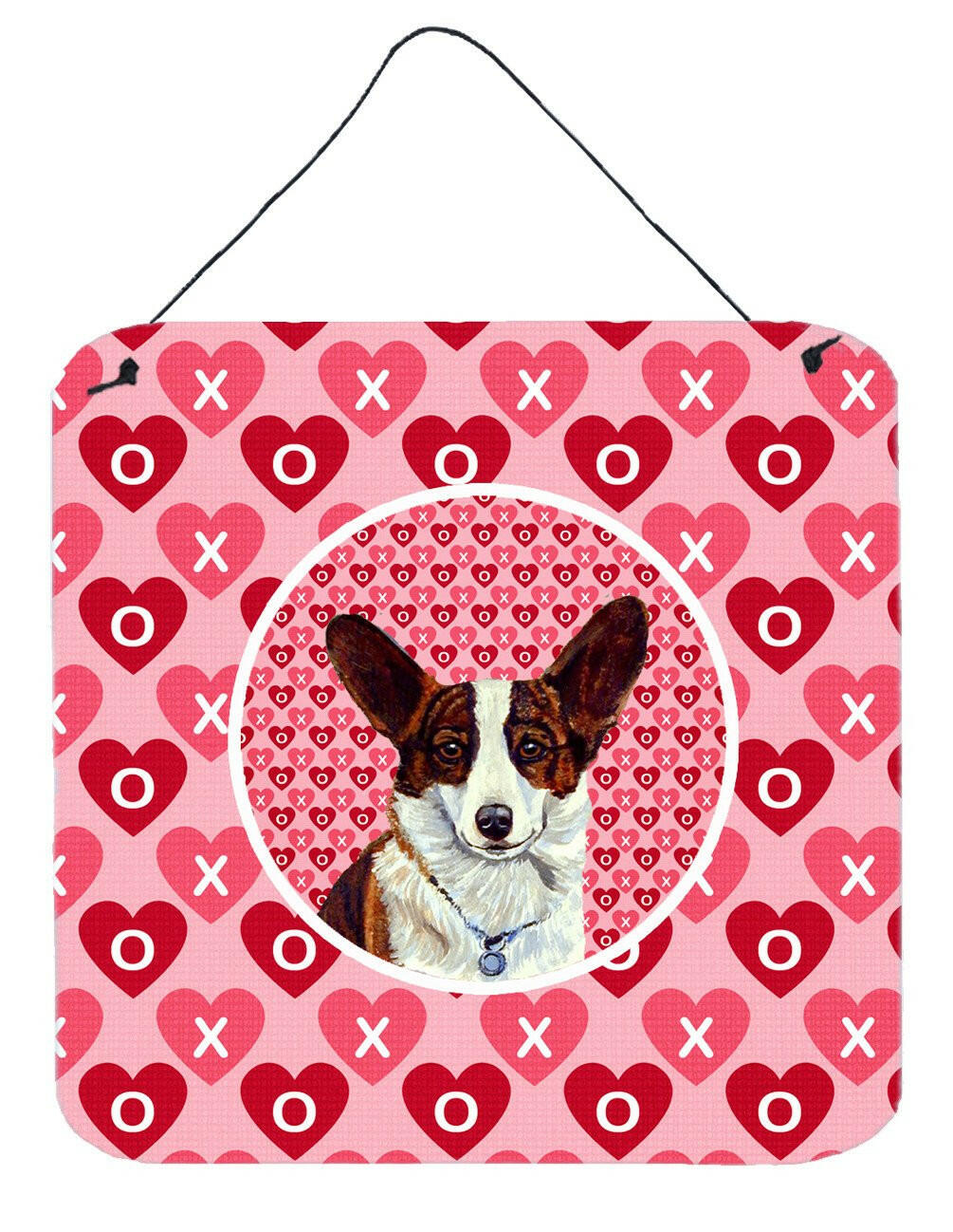 Corgi Valentine&#39;s Love and Hearts Aluminium Metal Wall or Door Hanging Prints by Caroline&#39;s Treasures