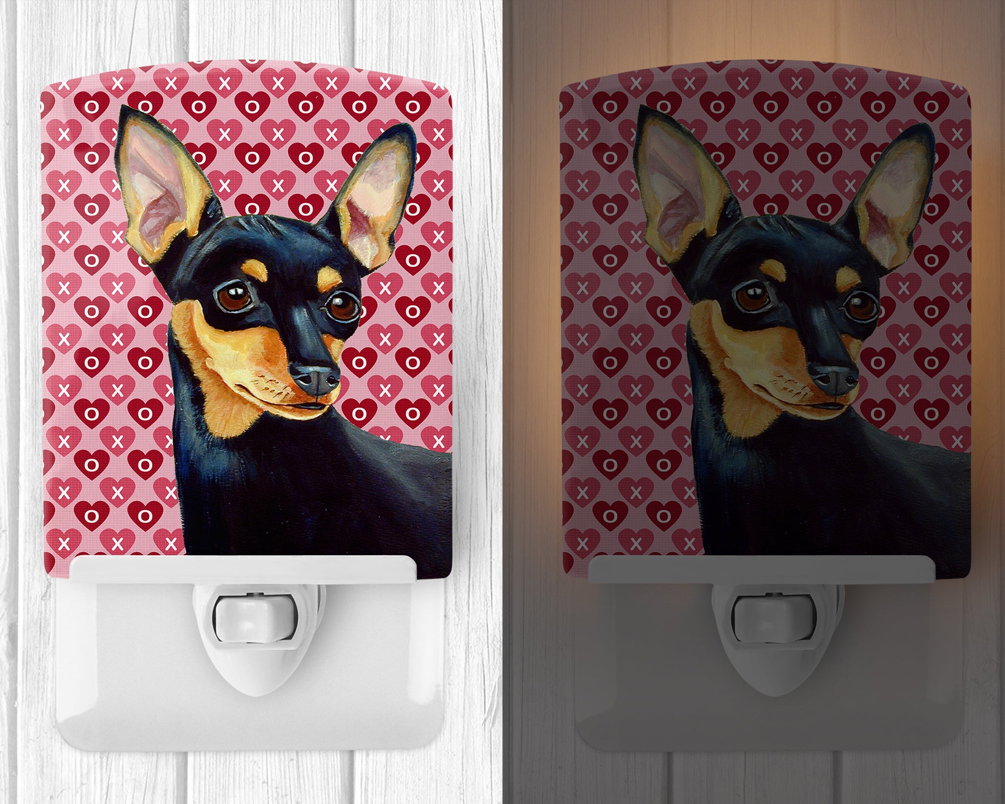 Min Pin Hearts Love and Valentine's Day Portrait Ceramic Night Light LH9155CNL - the-store.com