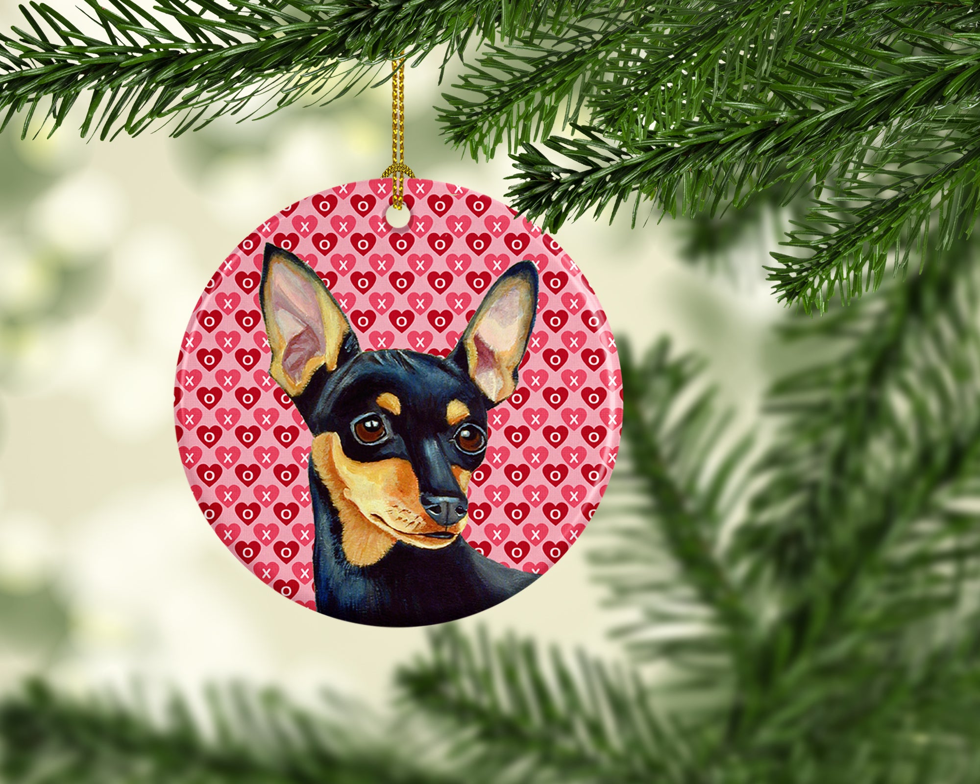 Min Pin Valentine's Love and Hearts Ceramic Ornament - the-store.com